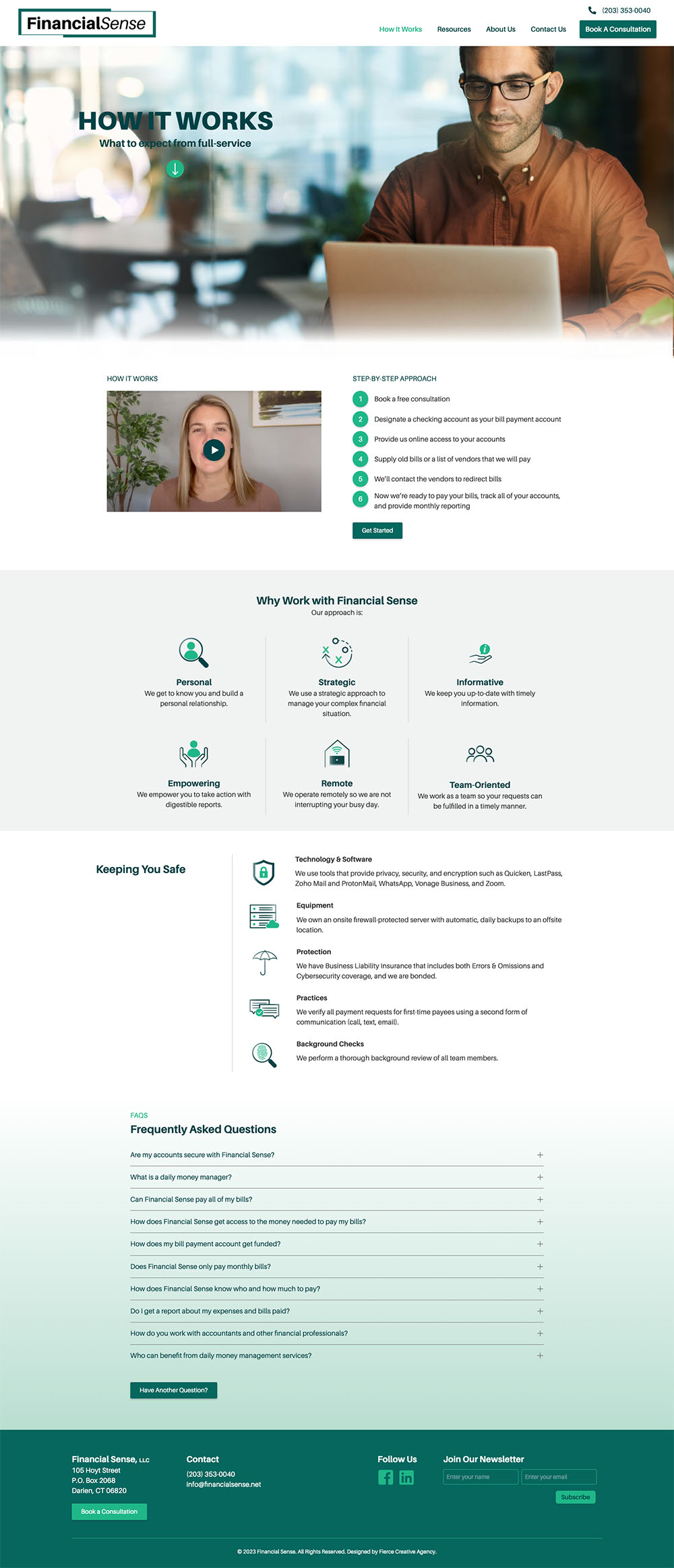 Screenshot of the Financial Sense website how it works page